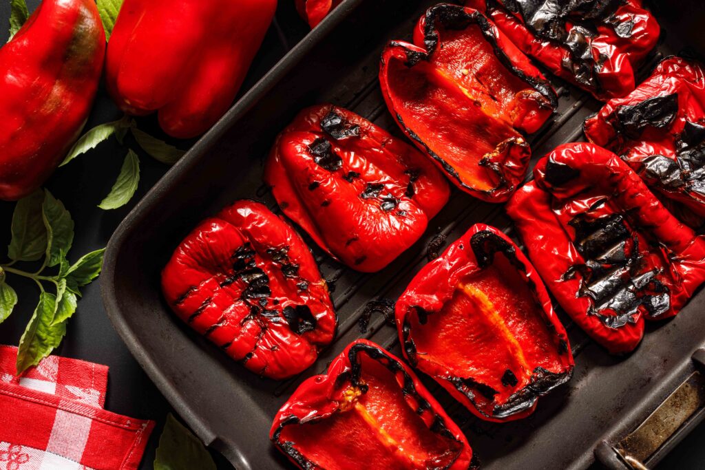 salade met gegrilde paprika en hummus 1 1