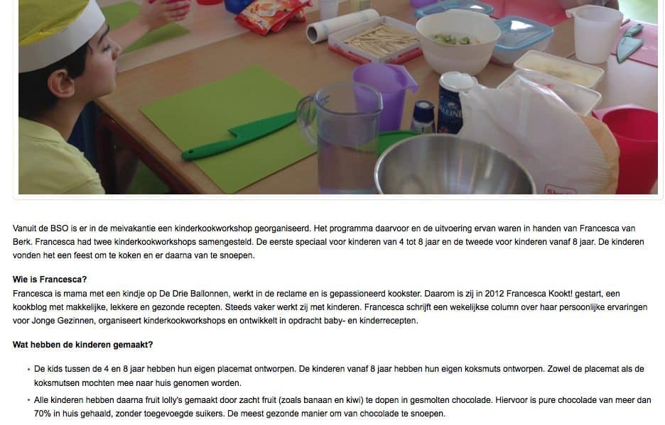 De Drie Ballonnen aandacht op de website