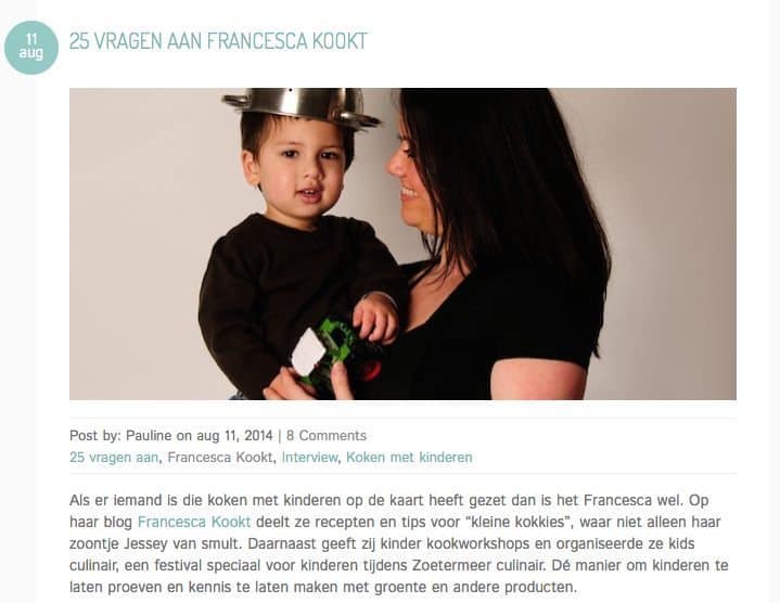 Francesca Kookt in de pers 25 vragen uit paulines keuken 2014