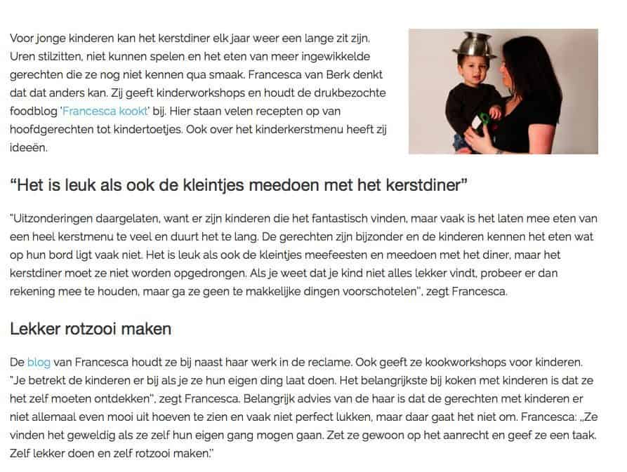 In goeden doen interview kerstdiner