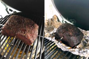 brisket van de big green egg versus uit de oven 9 1