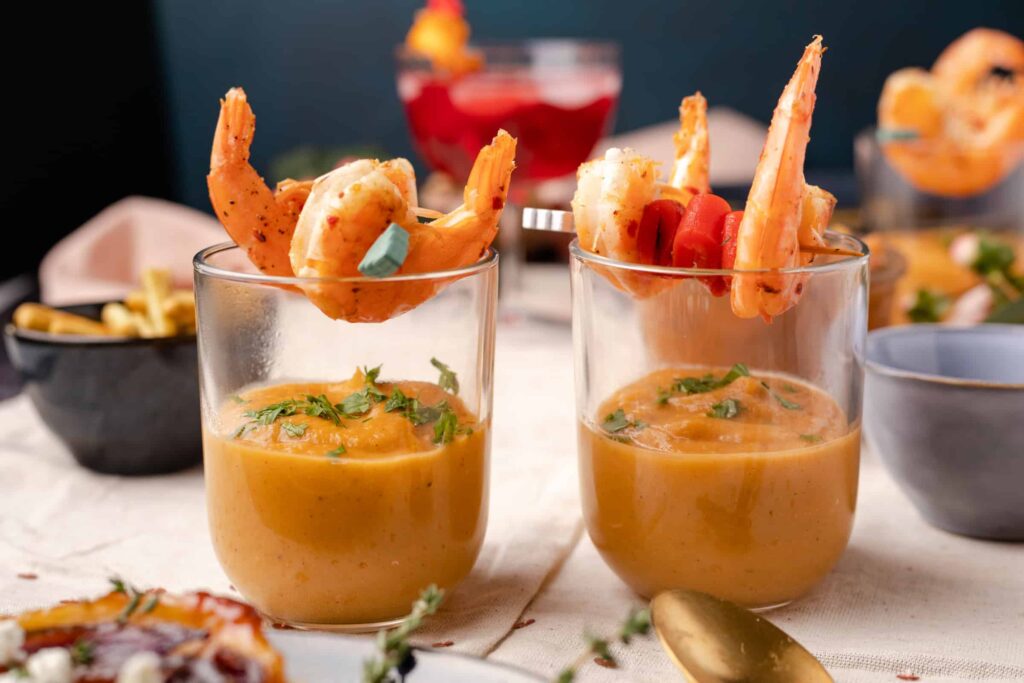 knolselderijsoep met gerookte paprika en garnalen 1 1
