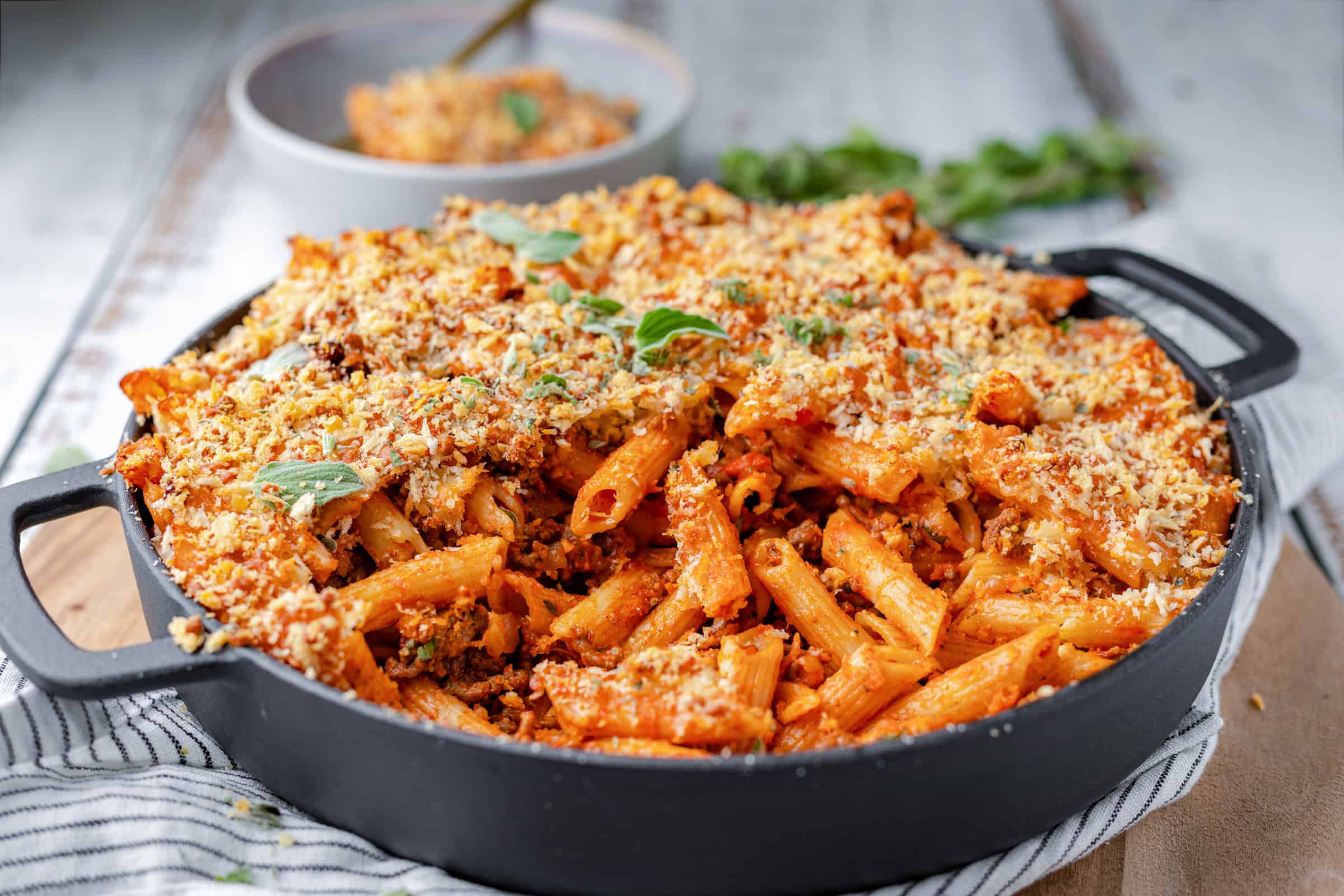 Pasta uit de oven met een krokant korstje