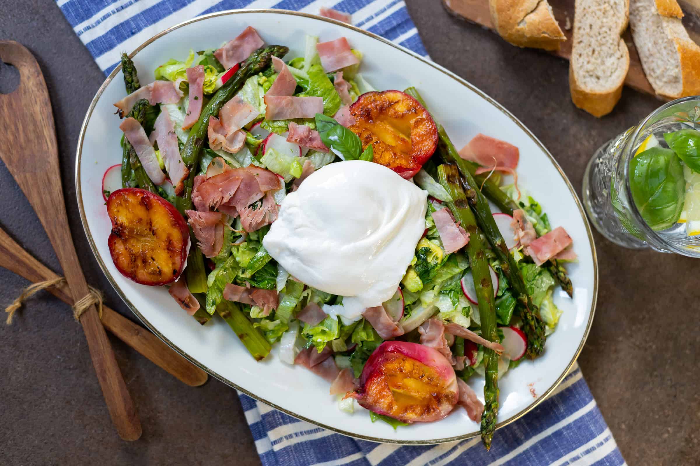 salade met groene asperges burrata en nectarines 1 2