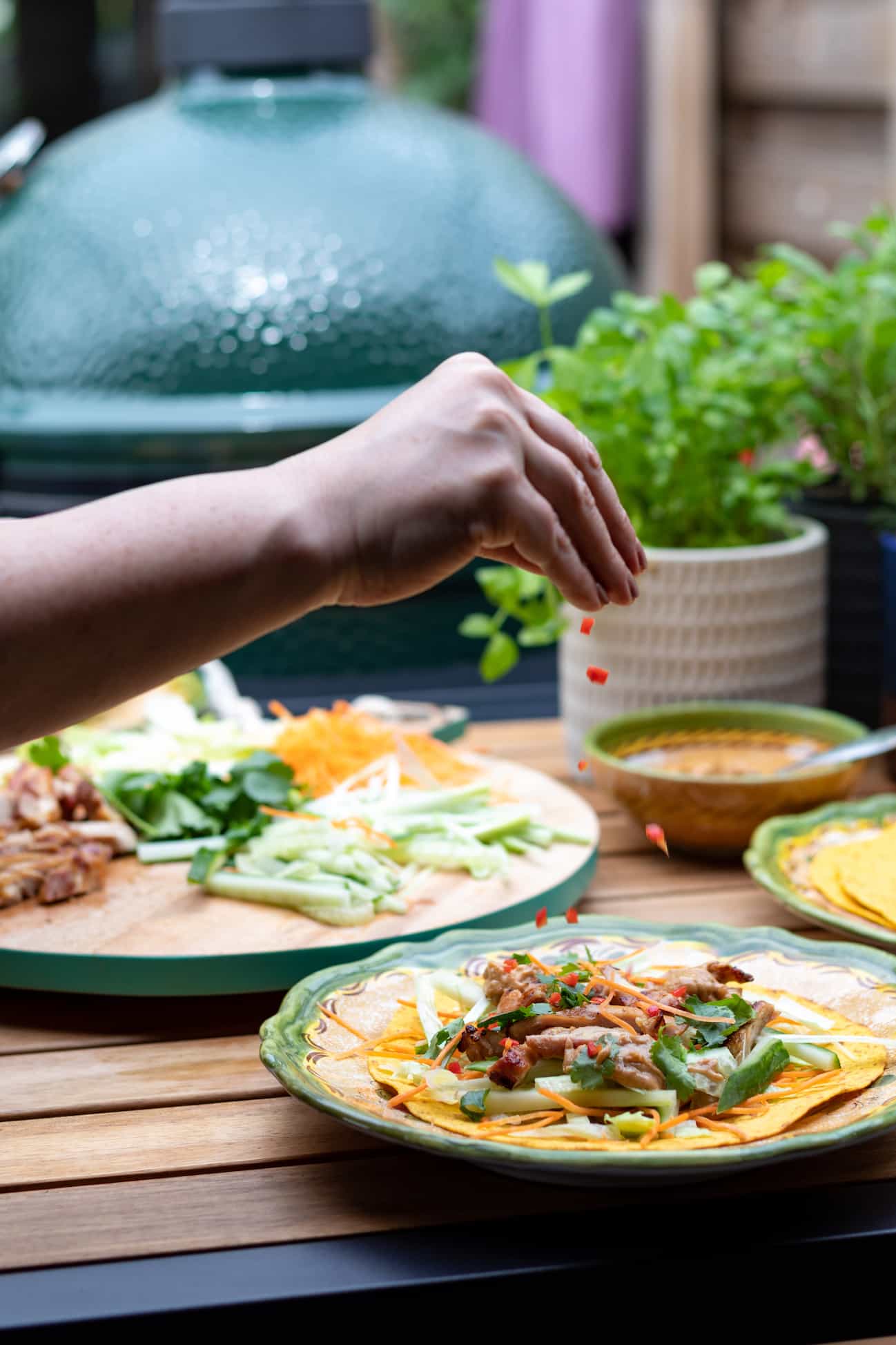 wraps met gemarineerde kip van de big green egg 4 1