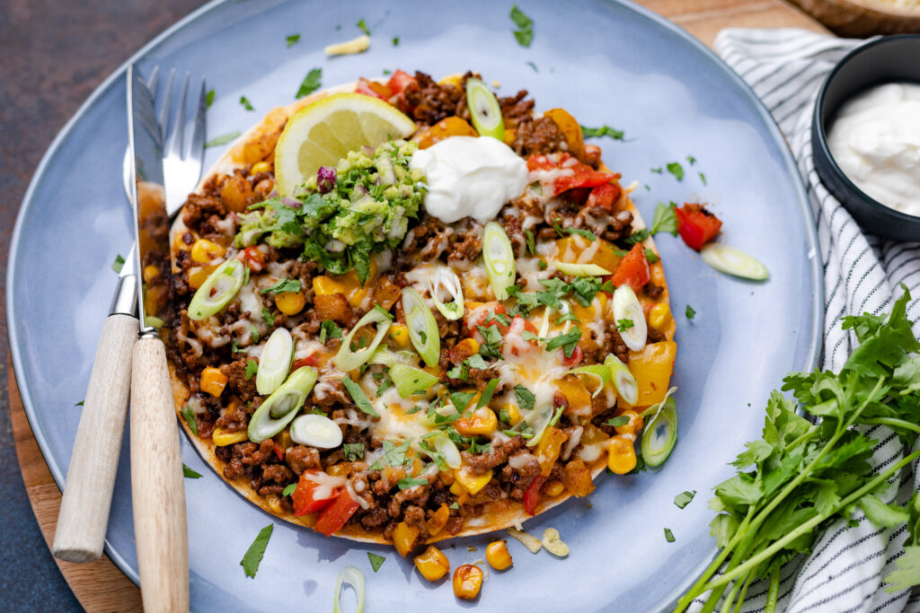 zoutarme tortilla s uit de pan met gehakt en guacamole 1