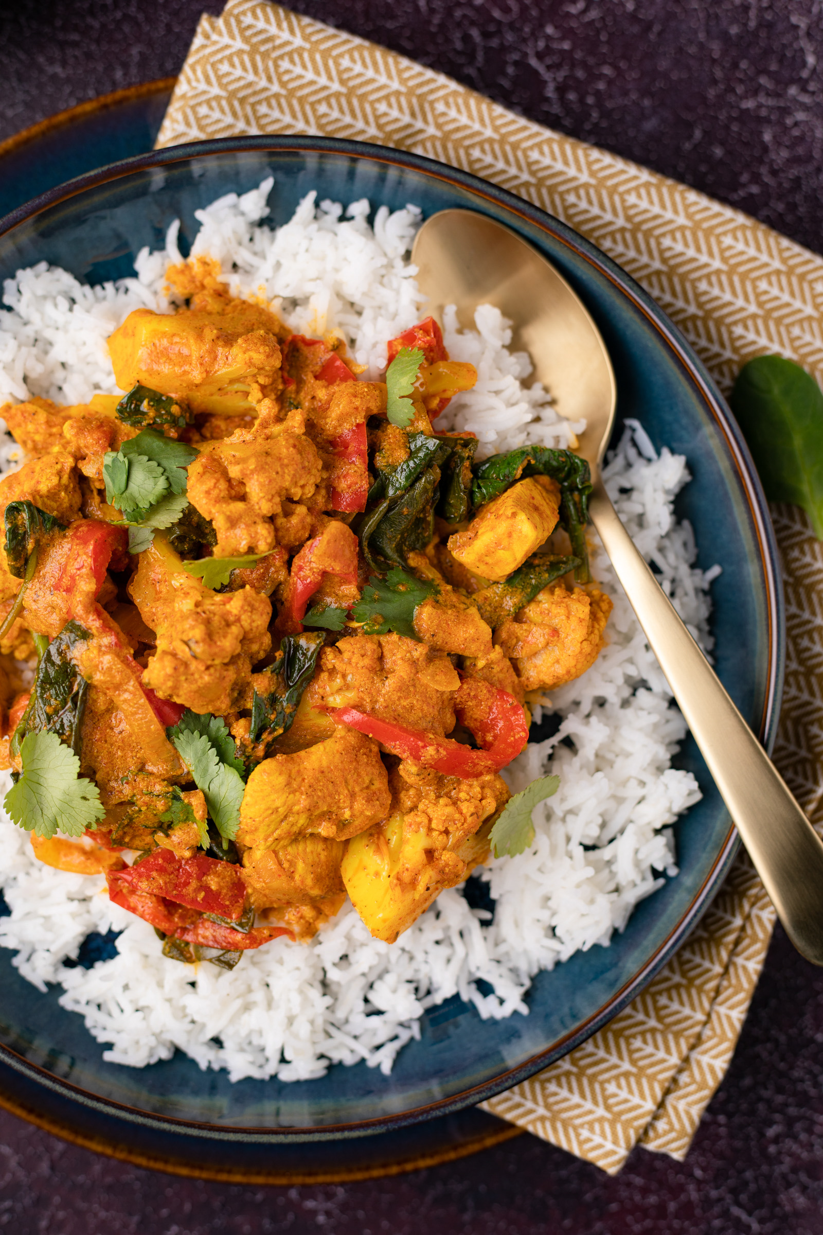 snelle tandoori curry met kip bloemkool en spinazie 2