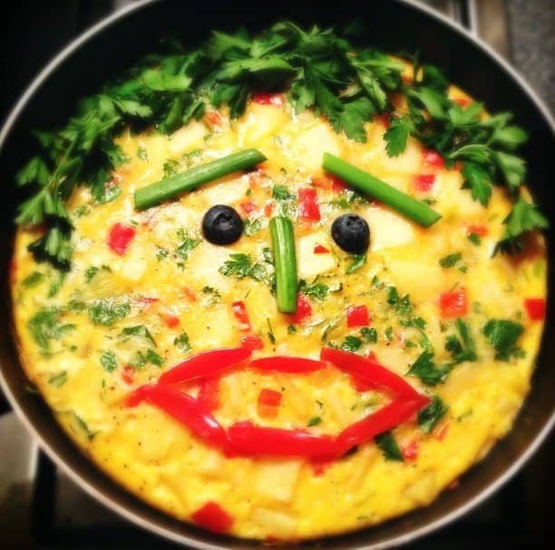 Frittata met gezichtje
