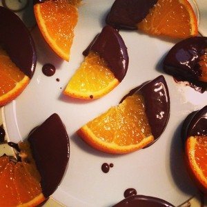 Minneola partjes met chocola