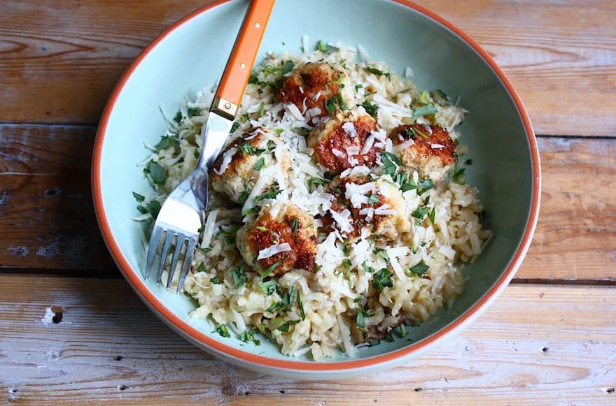 Risotto_met_kipgehaktballetjes_en_dragon_1