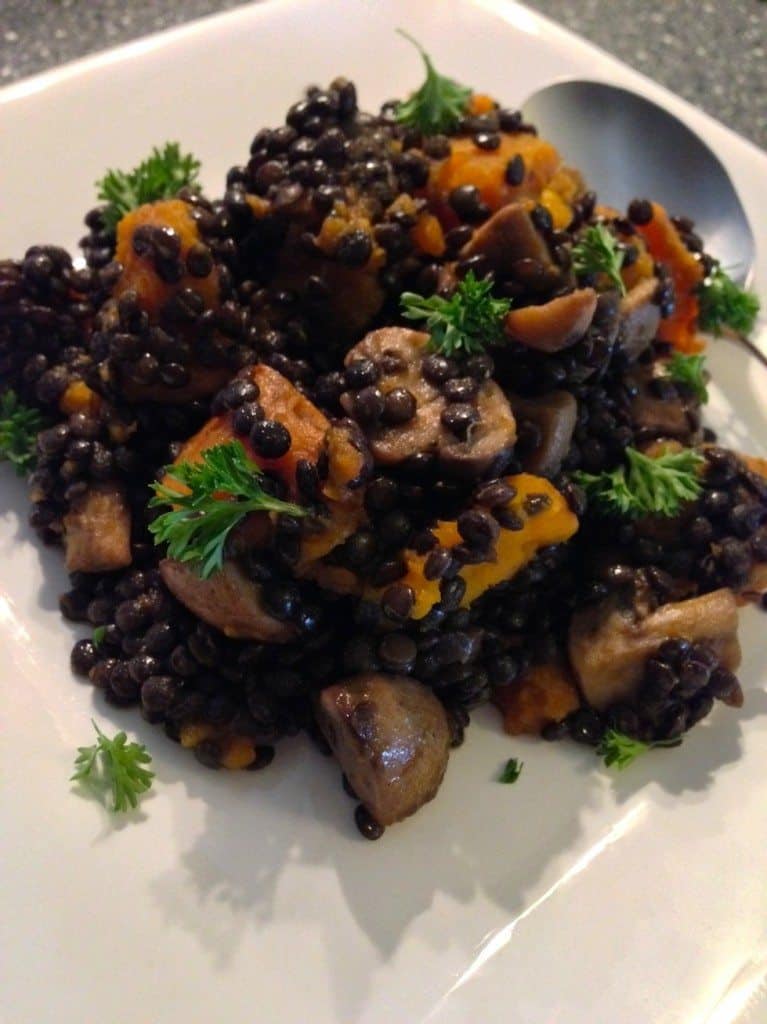 Salade met pompoen, linzen en champignons_2